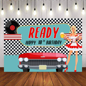 Mocsicka Happy 18th Birthday Party Decor Traffic Racing Car Photo Background-Mocsicka Party