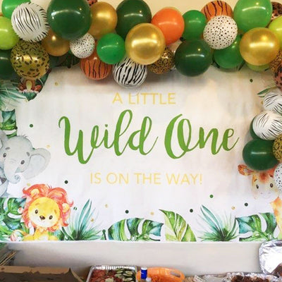 Mocsicka Wild One Backdrop Forest and Animals Birthday Baby Shower Backdrops-Mocsicka Party