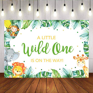 Mocsicka Wild One Backdrop Forest and Animals Birthday Baby Shower Backdrops