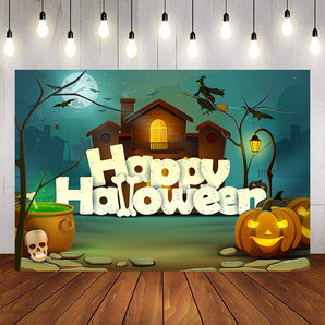 Mocsicka Happy Halloween House Night Background-Mocsicka Party