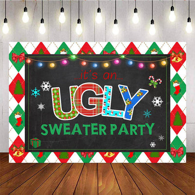 Mocsicka It's an Ugly Sweater Party Backdrop Christmas Theme Winter Snowflake Background-Mocsicka Party