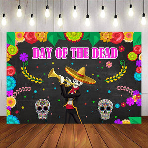 Mocsicka Day of the Dead Photo Backdrops Mexican Skull Celebration Party Decor-Mocsicka Party