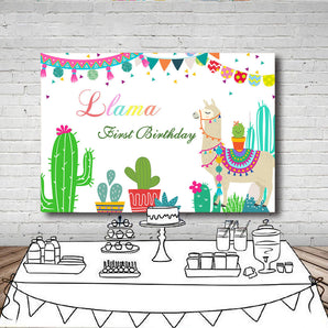 Mocsicka Llama First Birthday Party Supplies Mexican Style Cactus Backdrop