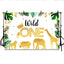 Mocsicka Golden Wild One Animals and Plam Leaves Birthday Party Backdrop