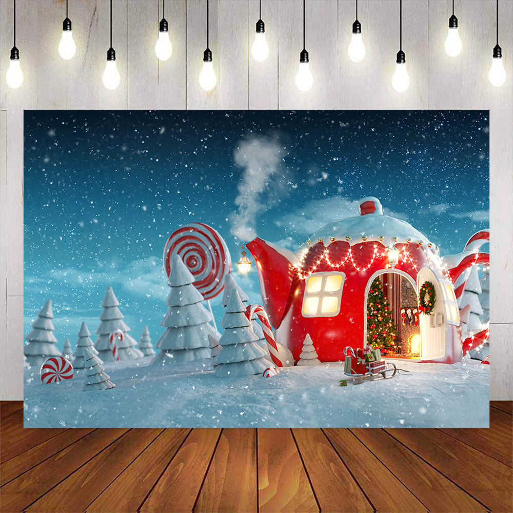 Mocsicka Merry Christmas Candy House Party Photo Background-Mocsicka Party