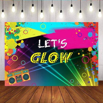 Mocsicka Let's Glow Party Props Laser Neon Splatter Paint Cassette Record Back Drop-Mocsicka Party
