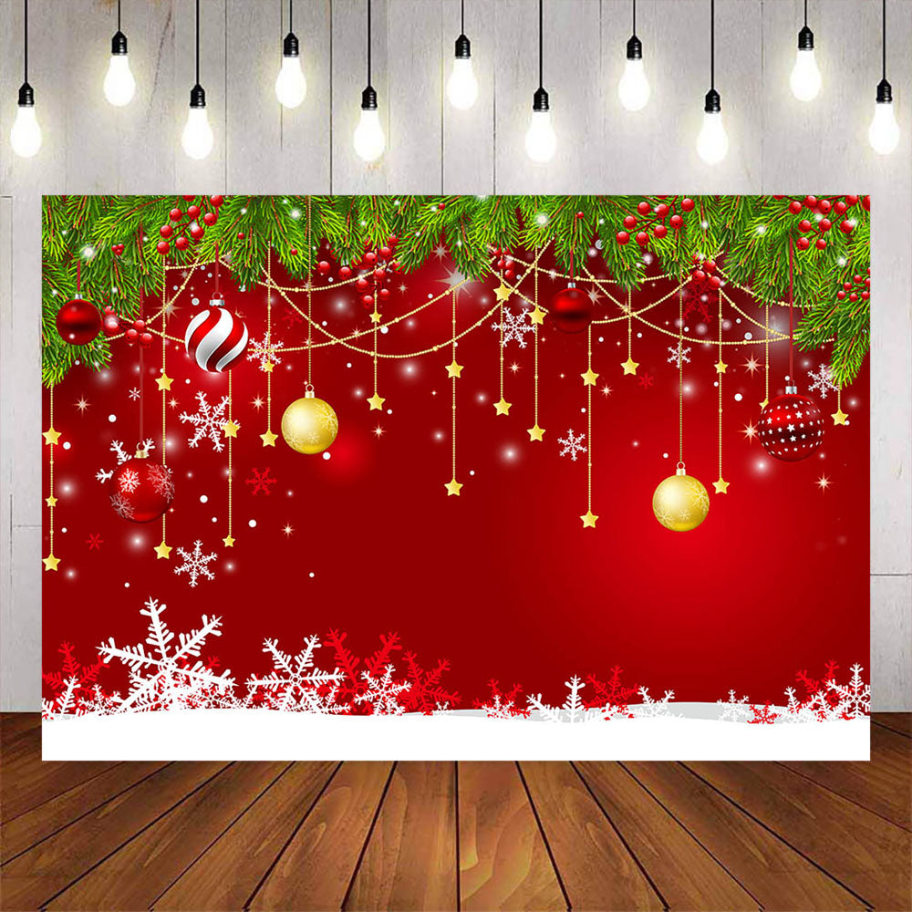Mocsicka Merry Christmas Snowflake Bell Party Red Photo Background-Mocsicka Party
