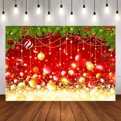 Mocsicka Merry Christmas Snowflake Bell Party Gold Red Photo Background-Mocsicka Party