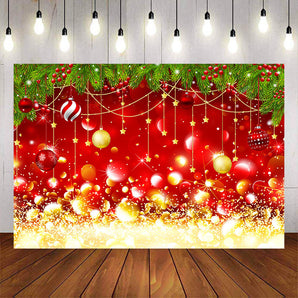 Mocsicka Merry Christmas Snowflake Bell Party Gold Red Photo Background-Mocsicka Party