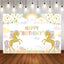 Mocsicka Golden Unicorn and Stars Birthday Backdrop Rainbow Butterfly Background-Mocsicka Party