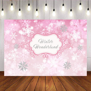 Mocsicka Winter Wonderland Baby Shower Sliver Snowflakes Photo Backdrop-Mocsicka Party