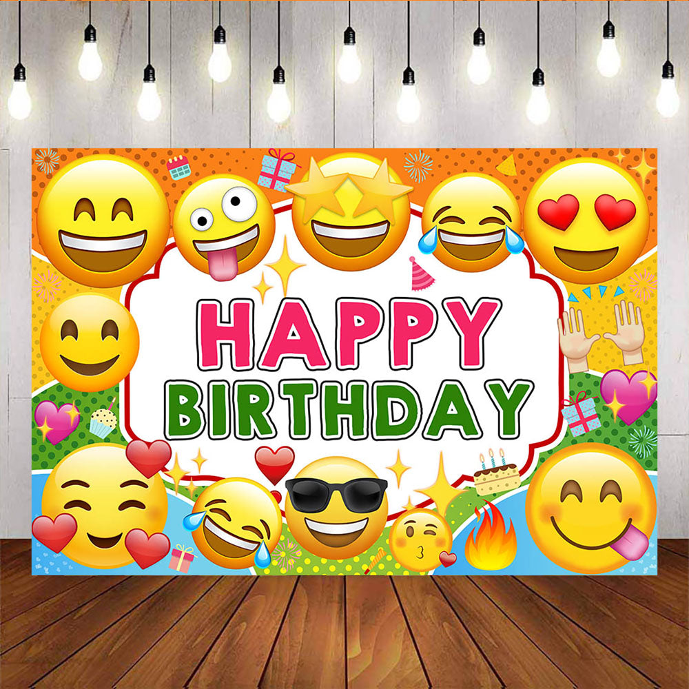 Mocsicka Emoji Background Happy Birthday Party Decoration Props-Mocsicka Party
