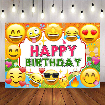 Mocsicka Emoji Background Happy Birthday Party Decoration Props-Mocsicka Party