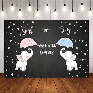 Mocsicka Girl or Boy Little Elephant Gender Reveal Baby Shower Back Drops-Mocsicka Party