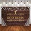Mocsicka God Bless Baptism Background Golden Cross Wooden Floor Baby Shower Backdrop-Mocsicka Party