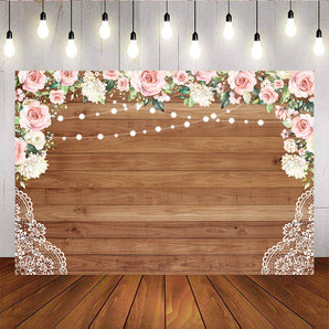 Mocsicka Wooden Floor and Flowers Bridal Shower Party Decoration Props-Mocsicka Party