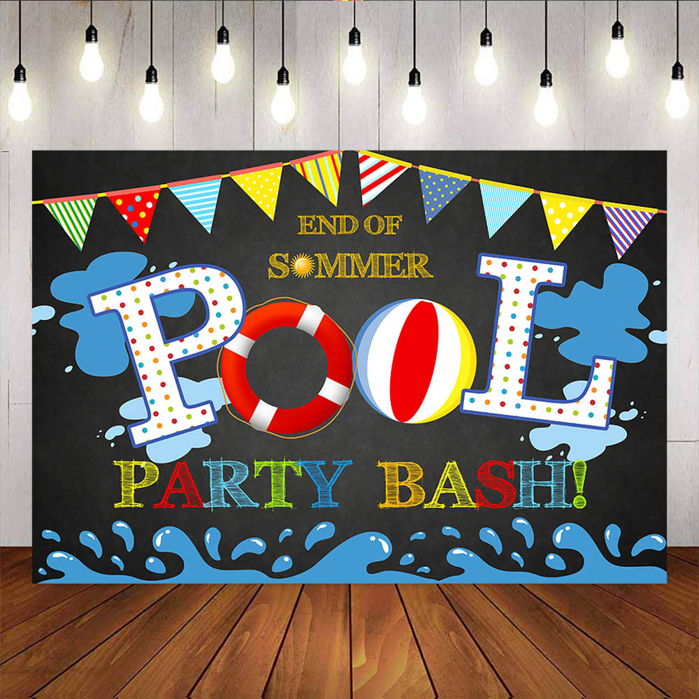 Mocsicka Pool Party Bash Background Swimming Ring Birthday Party Supplies-Mocsicka Party