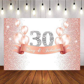 Mocsicka Fabulous Thirty Birthday Party Decor Champagne Gold Balloons Glowing Dots Backdrop-Mocsicka Party