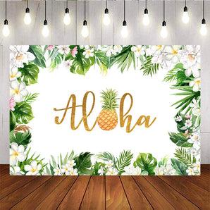 Mocsicka Aloha Theme Birthday Backdrop Pineapple and Flowers Decoration Props-Mocsicka Party