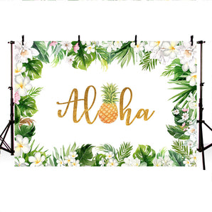 Mocsicka Aloha Theme Birthday Backdrop Pineapple and Flowers Decoration Props