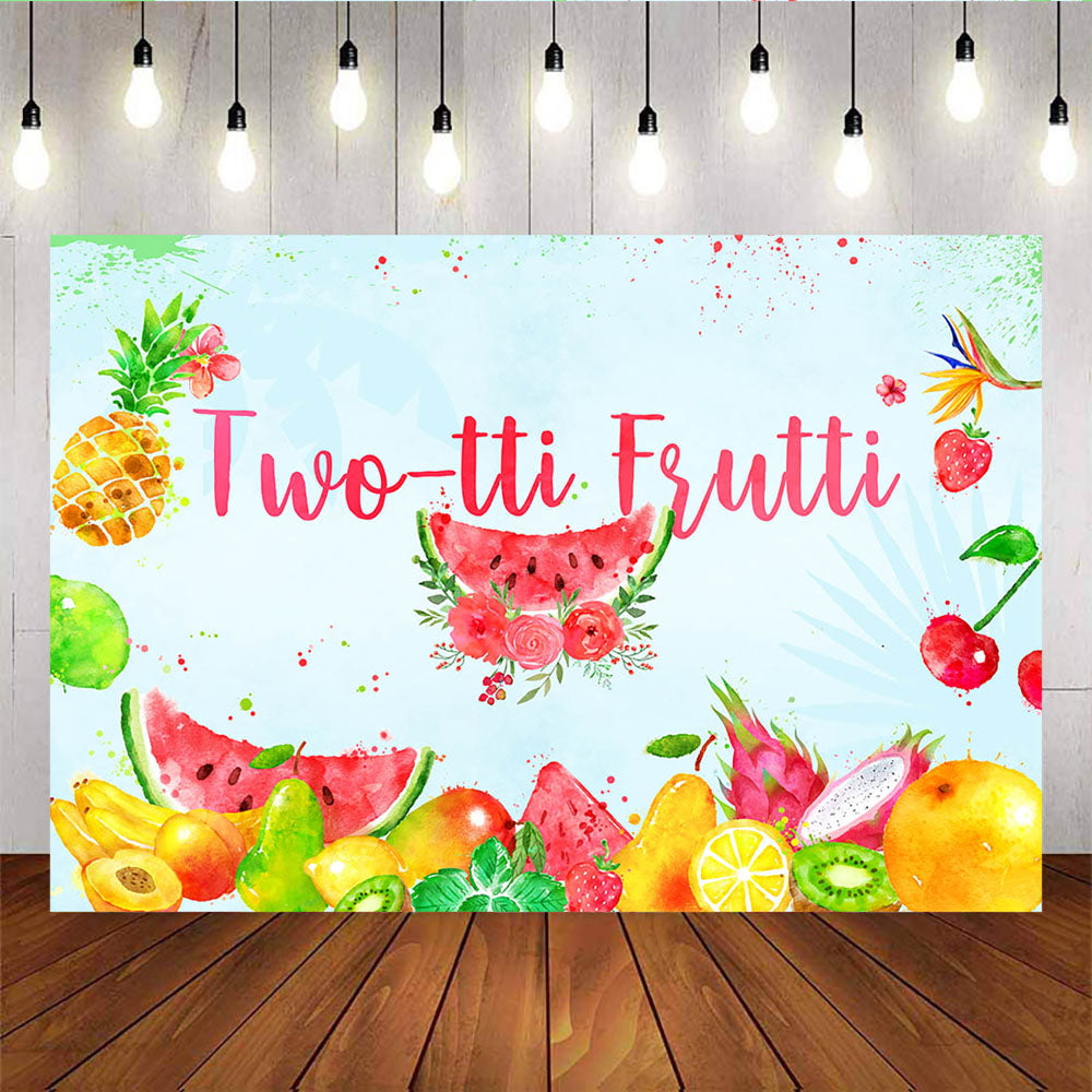 Mocsicka Twotti Frutti Backdrop 2nd Birthday Party Fruits Photo Background-Mocsicka Party