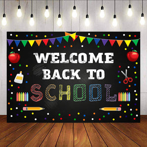Mocsicka Welcome Back to School Backdrop Blackboard Colorful Dots Decor Props-Mocsicka Party