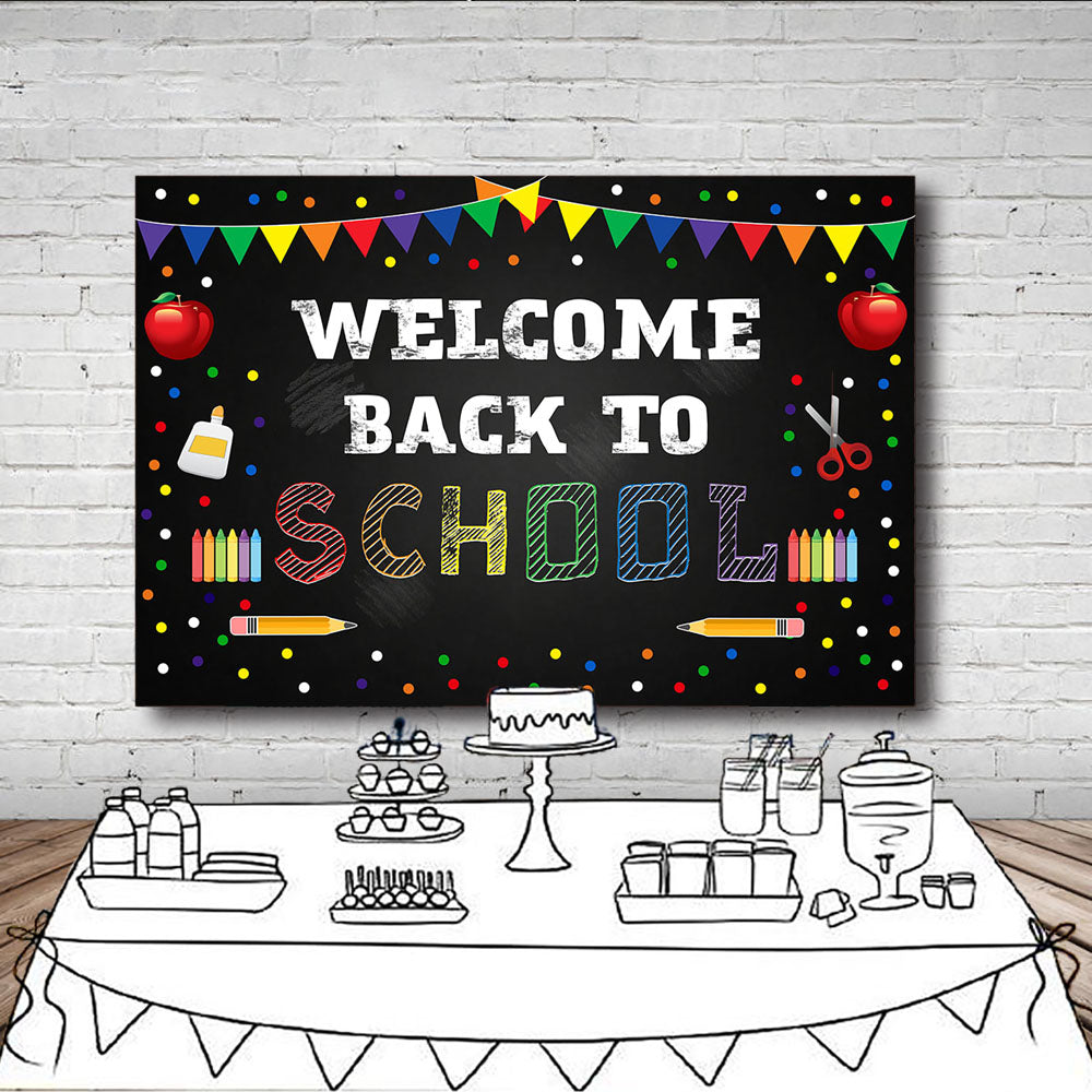 Mocsicka Welcome Back to School Backdrop Blackboard Colorful Dots Decor Props