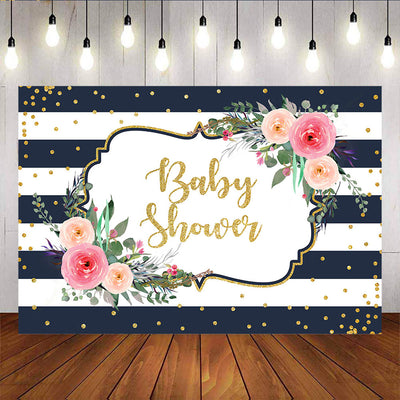 Mocsicka Stripes and Flowers Gold Dots Happy Birthday Party Decoration-Mocsicka Party