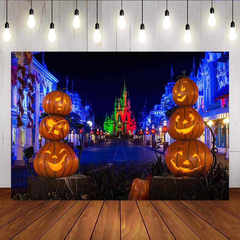 Mocsicka Halloween Pumpkin Happy Birthday Backdrop Night Castle Photo Banners-Mocsicka Party