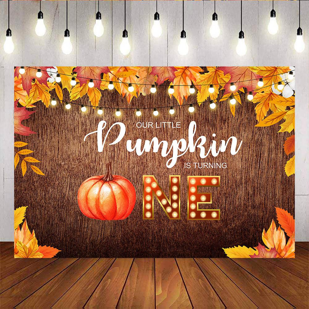 Mocsicka Little Pumpkin First Birthday Party Supplies Wooden Floor and Maple Leaf Backdrops-Mocsicka Party