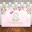 Mocsicka Balloon Elephant Baby Shower Party Decor Watercolor Floral Gold Dots Backdrop-Mocsicka Party