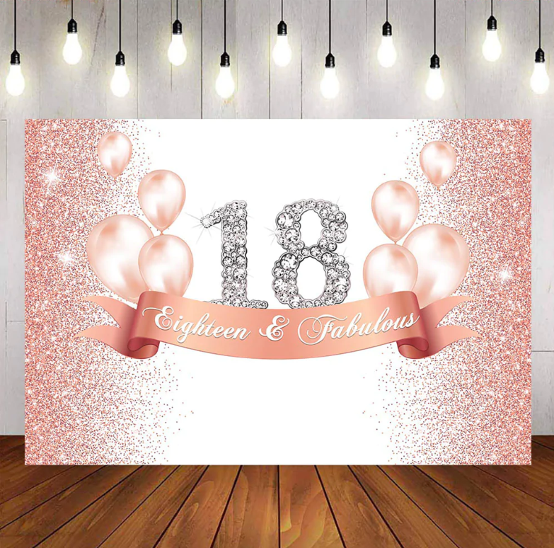 Mocsicka Fabulous 18th Champagne Gold Balloon and Diamonds Birthday Backdrop and Balloon kit