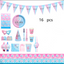 Mocsicka 16 pcs Kids Boys Girls Gender Reveal Birthday Party Paper Cup Tableware Set-Mocsicka Party