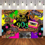 Mocsicka Back to the 90s Graffiti Wall Background Retro Radio and Record Backdrop and Balloon Kit