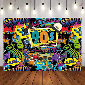 Mocsicka The 90s Hip Hop Party Supplies Retro Radio and Graffiti Background and Balloon Kit