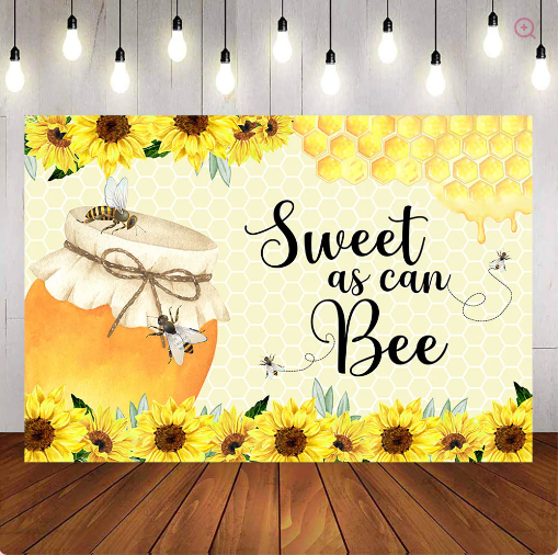 Mocsicka Little Honey Bee Sunflowers Baby Shower Backdrop and Balloon Kit