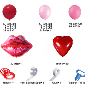 Mocsicka Balloon Arch Letters LOVE Lips Heart Valentine's Day Balloons Set Party Decoration