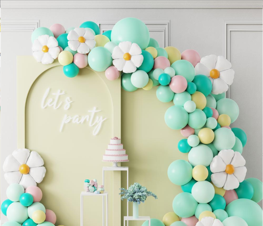 Mocsicka Balloon Arch Daisy Macaroni Blue Balloons Set Party Decoration-Mocsicka Party