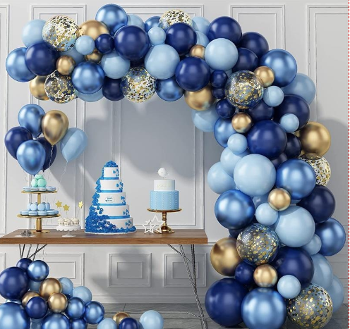 Mocsicka Balloon Arch Blue Metal Gold Balloon Set Party Decoration-Mocsicka Party