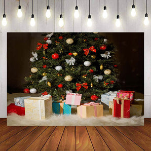 Mocsicka Merry Christmas Tree and Gifts Background-Mocsicka Party