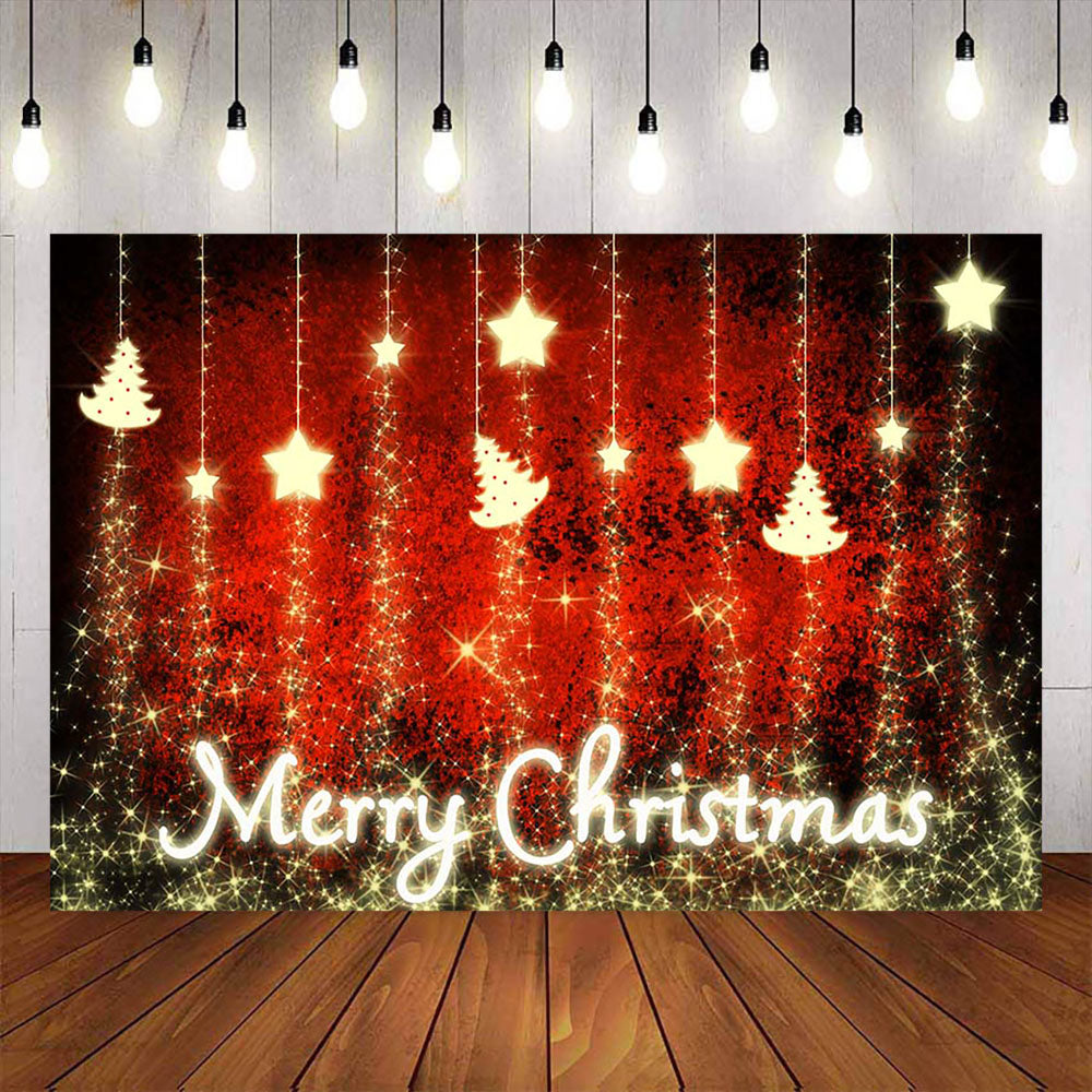 Mocsicka Merry Christmas Gold Star Party Photo Background-Mocsicka Party