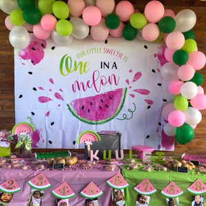 Mocsicka Sweetie is One Birthday Backdrop Peraonalized Watermelon Photo Prop-Mocsicka Party