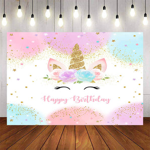 Mocsicka Cartoon Unicorn Kids Birthday Backdrop Rainbow Photo Background-Mocsicka Party