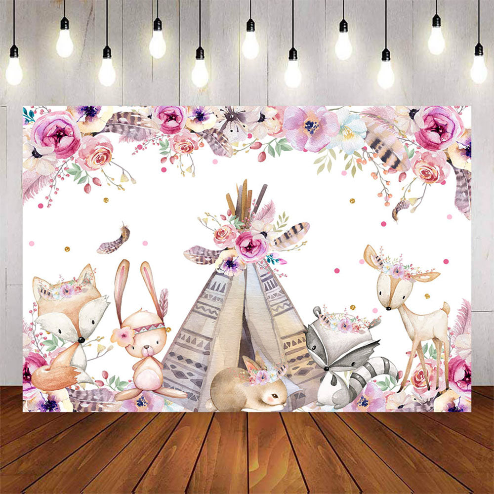 Mocsicka Little Animals and Flowers Baby Shower Party Banners-Mocsicka Party