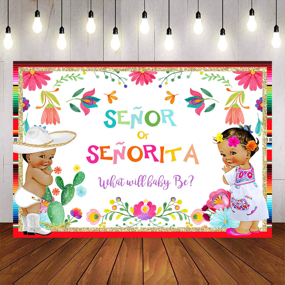 Mocsicka Senor or Senorita Gender Reveal Party Backdrop-Mocsicka Party