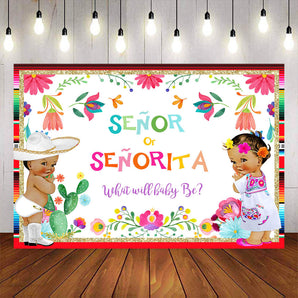 Mocsicka Senor or Senorita Gender Reveal Party Backdrop-Mocsicka Party