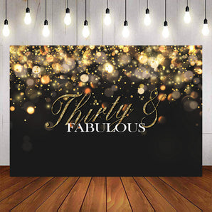 Mocsicka Thirty Fabulous Golden Dots Happy Birthday Party Backdrop-Mocsicka Party