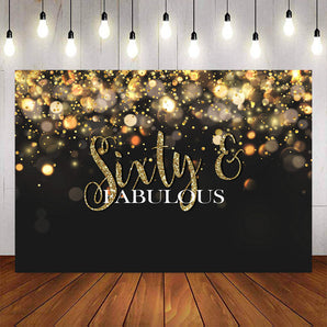 Mocsicka Sixty Fabulous Golden Dots Happy Birthday Party Backdrop-Mocsicka Party