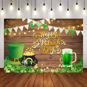Mocsicka Happy St.Patrick's Day Clovers and Golds Photo Backdrop-Mocsicka Party