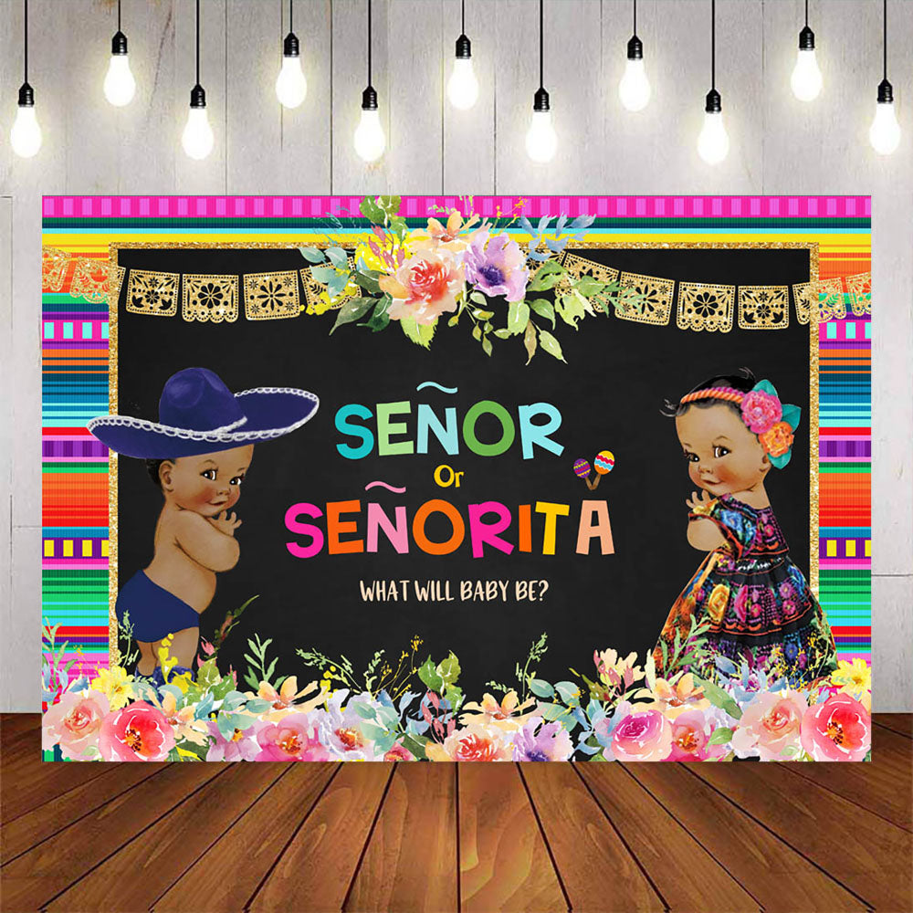 Mocsicka Senor or Senorita Gender Reveal Party Backgrounds-Mocsicka Party